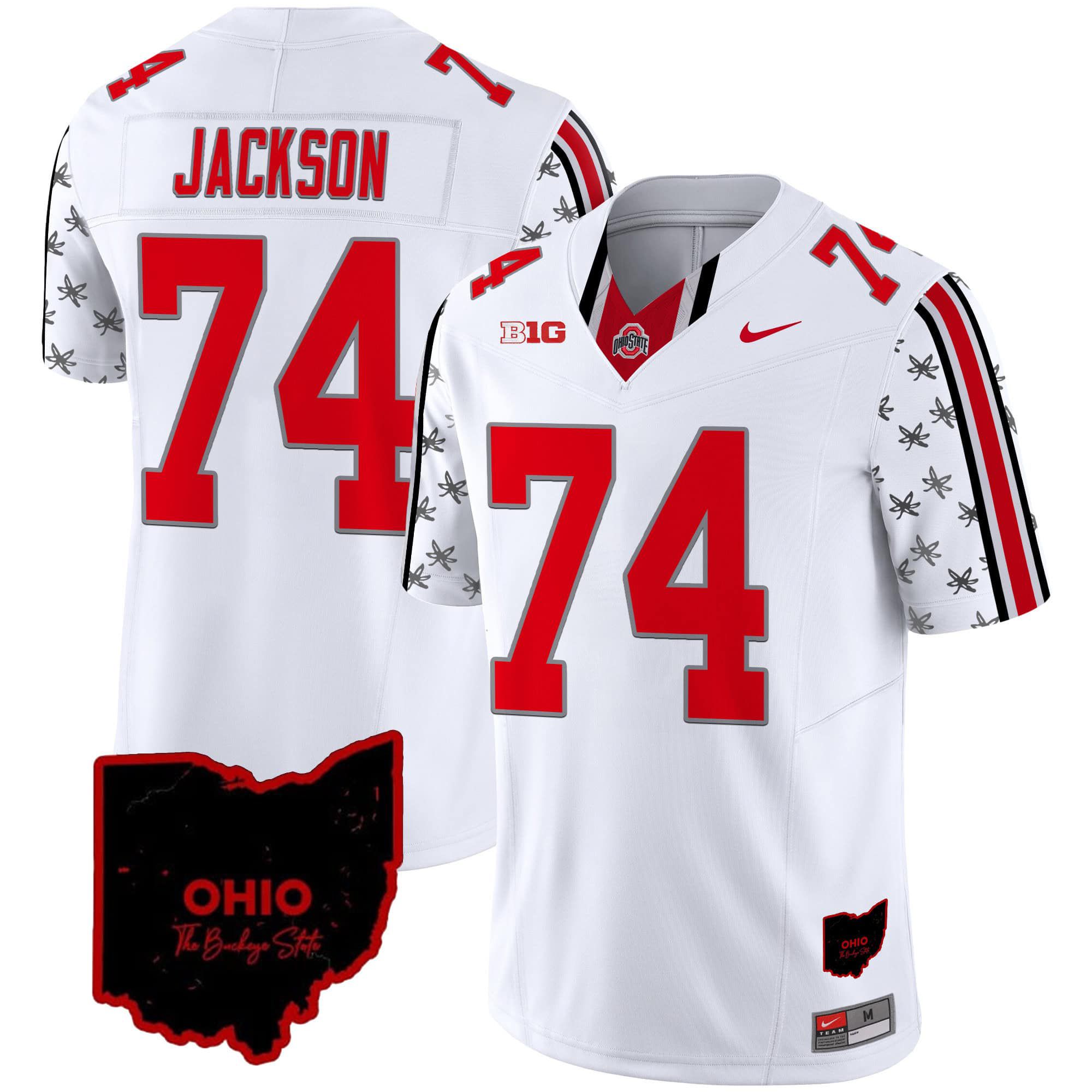 Men Ohio State Buckeyes #74 Jackson White 2024 Nike Home Patch Vapor Limited NCAA Jersey->customized nfl jersey->Custom Jersey